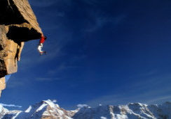 hanging from cliff